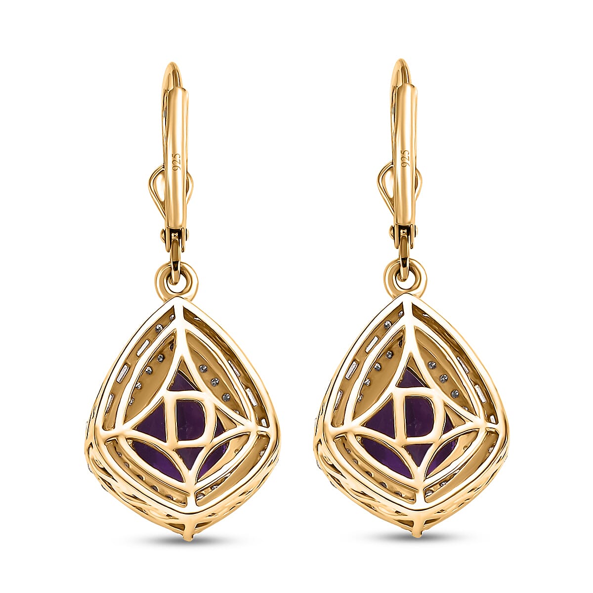Lusaka Amethyst Shield Earrings — Graceful Strength & Luminous Movement