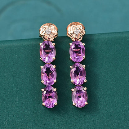 Italian Garden Rose de France Amethyst Earrings — Soft Romance & Timeless Grace