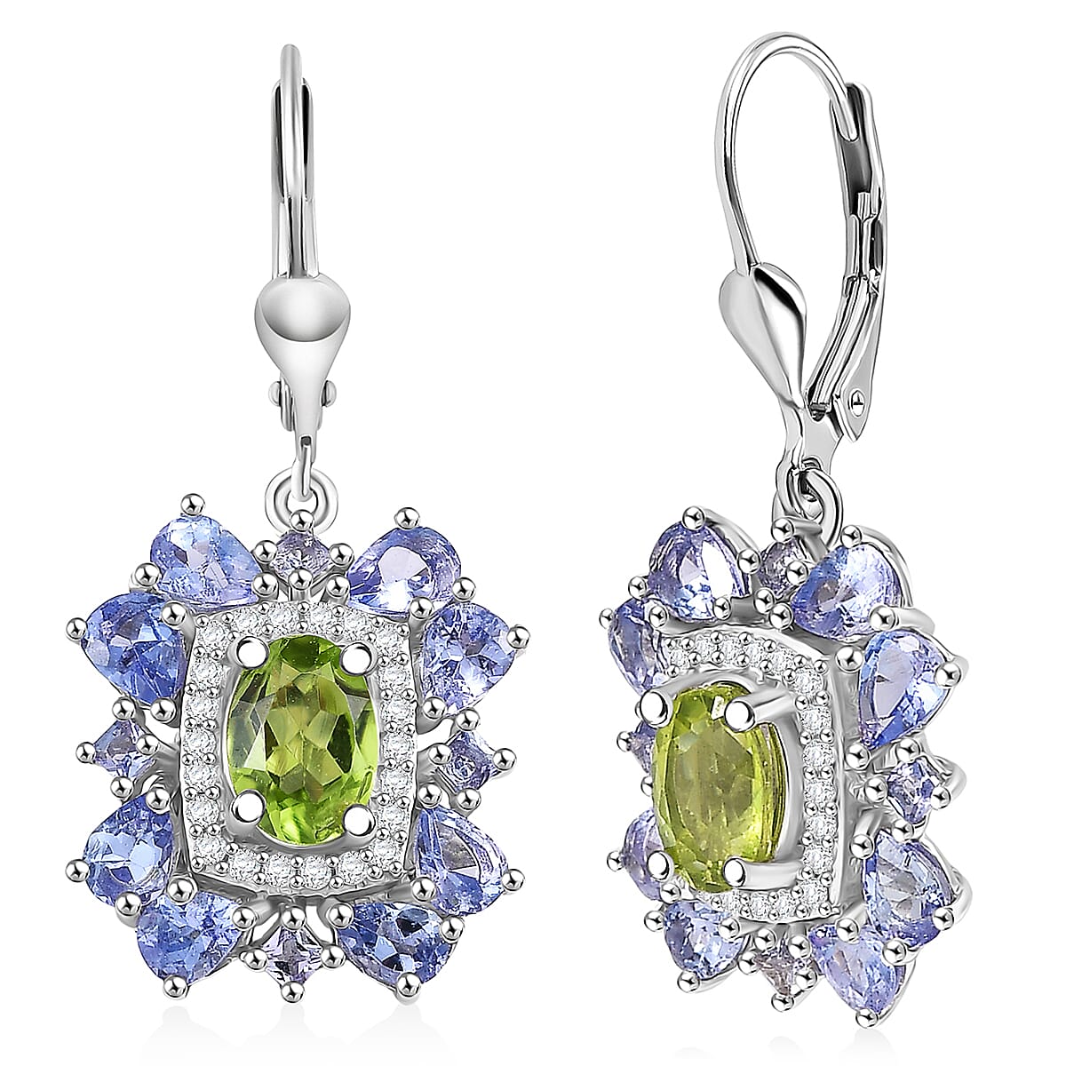Gemstone Earrings – Imperial Bloom Design in Rhodium Sterling Silver