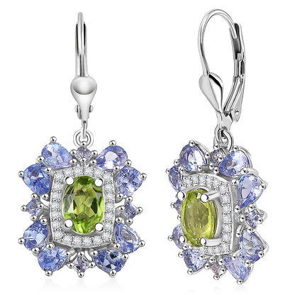 Gemstone Earrings – Imperial Bloom Design in Rhodium Sterling Silver