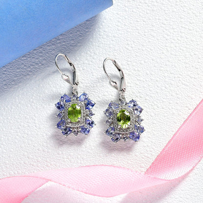 Gemstone Earrings – Imperial Bloom Design in Rhodium Sterling Silver