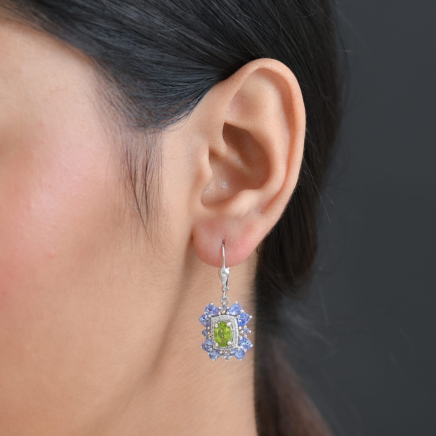 Gemstone Earrings – Imperial Bloom Design in Rhodium Sterling Silver