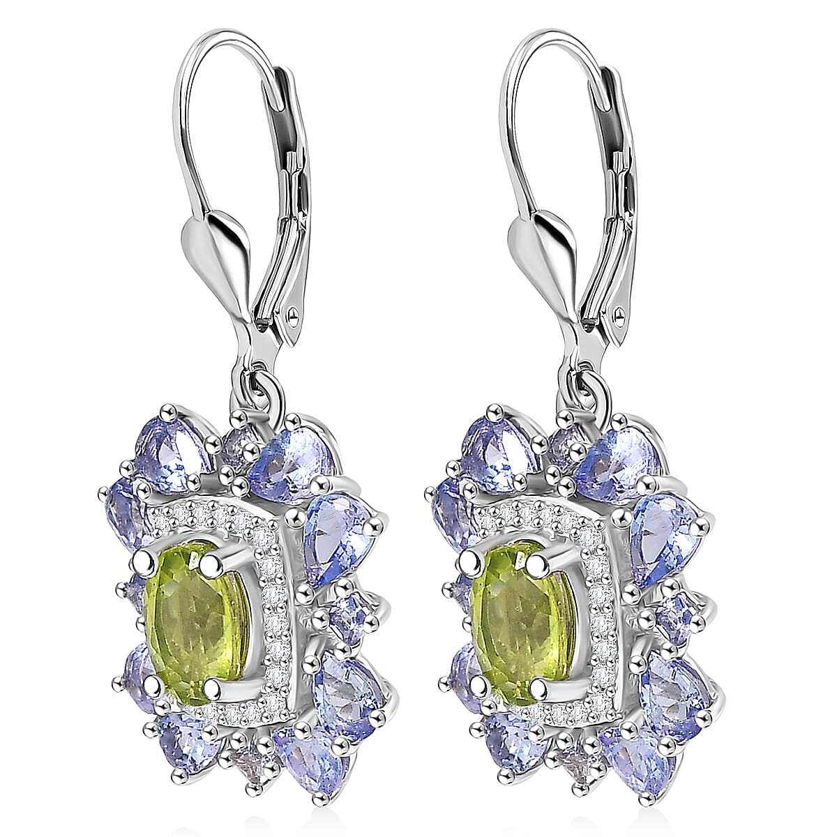 Gemstone Earrings – Imperial Bloom Design in Rhodium Sterling Silver