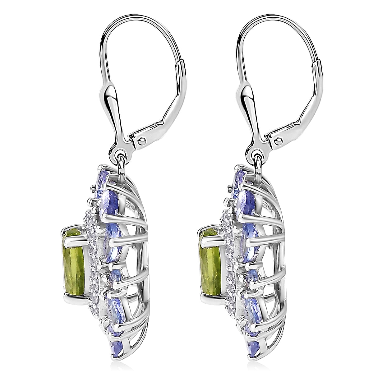 Gemstone Earrings – Imperial Bloom Design in Rhodium Sterling Silver