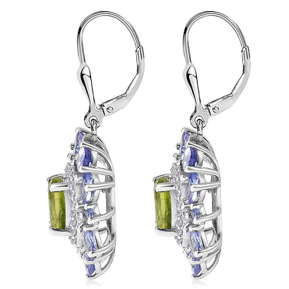 Gemstone Earrings – Imperial Bloom Design in Rhodium Sterling Silver