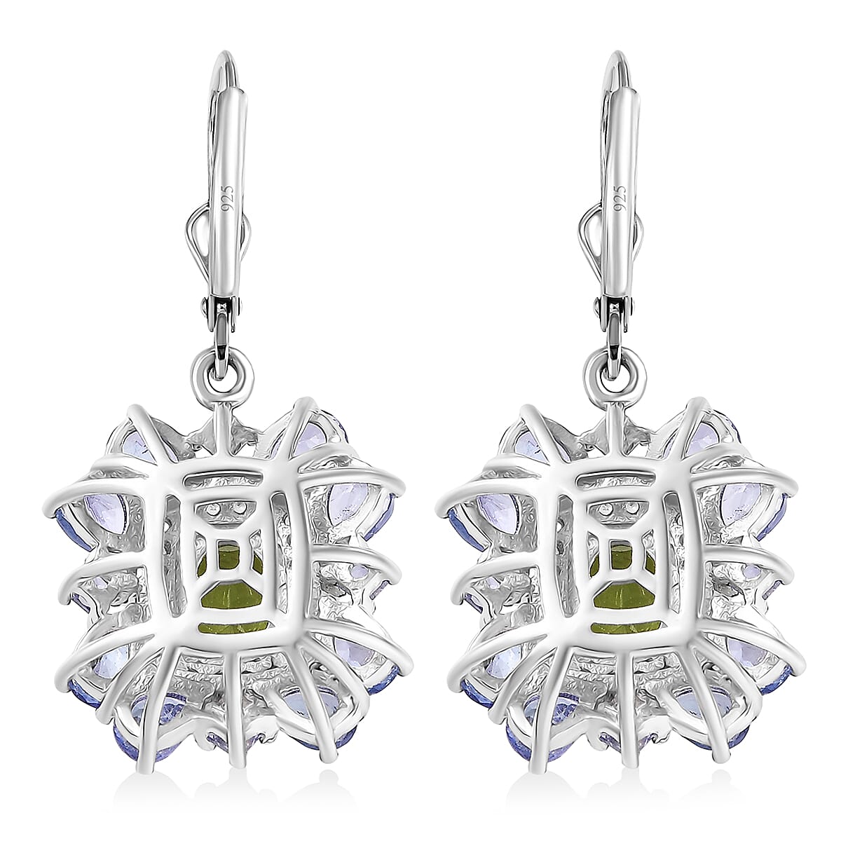 Gemstone Earrings – Imperial Bloom Design in Rhodium Sterling Silver