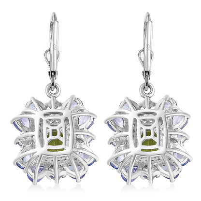 Gemstone Earrings – Imperial Bloom Design in Rhodium Sterling Silver