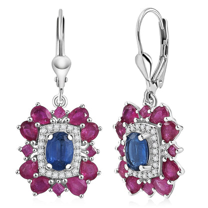 Gemstone Earrings – Imperial Bloom Design in Rhodium Sterling Silver