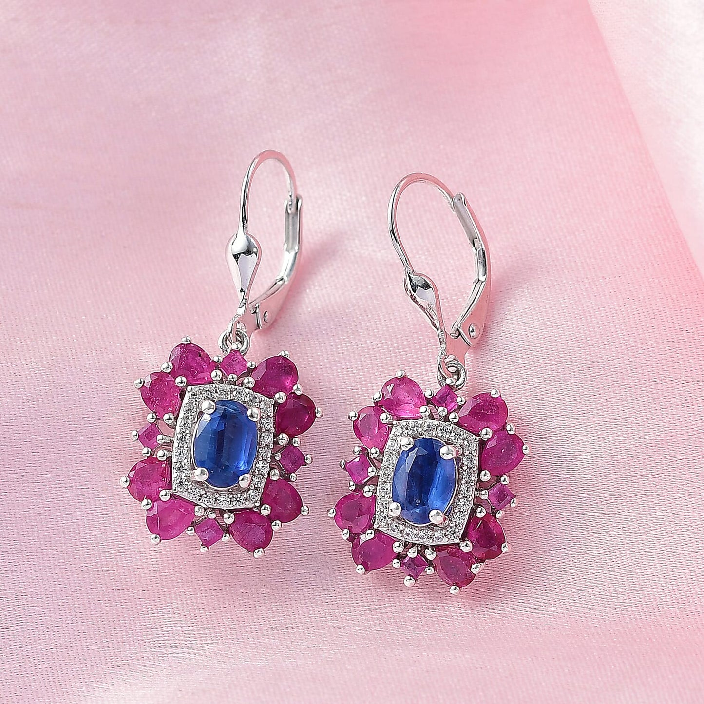 Gemstone Earrings – Imperial Bloom Design in Rhodium Sterling Silver