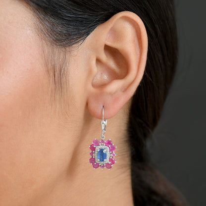 Gemstone Earrings – Imperial Bloom Design in Rhodium Sterling Silver