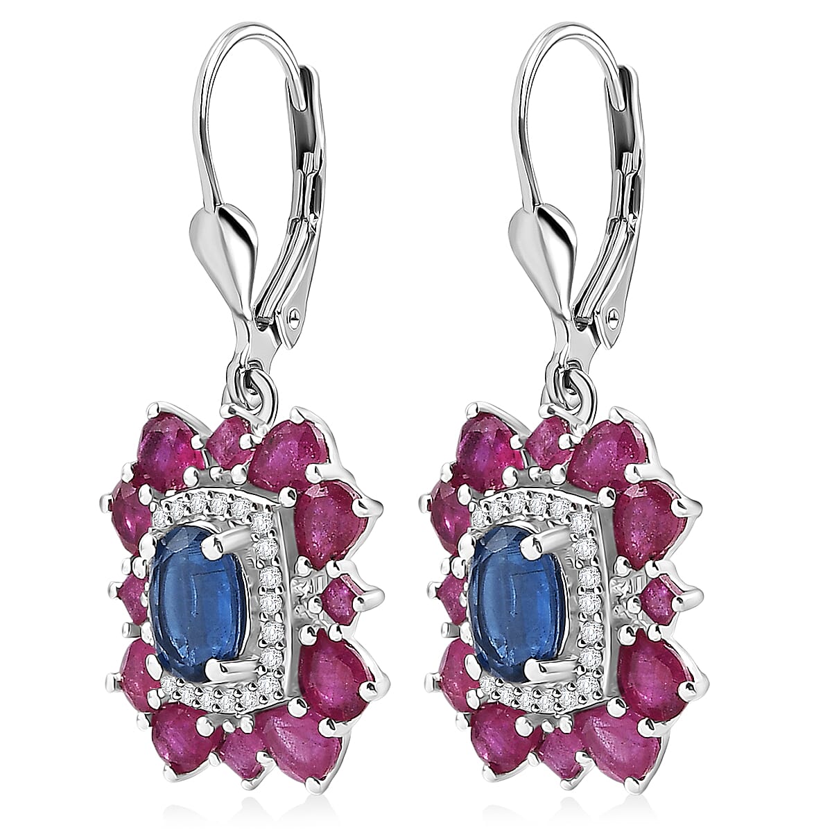 Gemstone Earrings – Imperial Bloom Design in Rhodium Sterling Silver