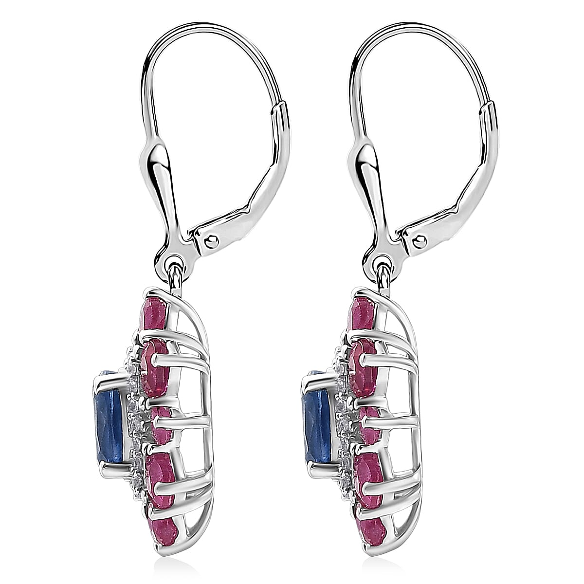 Gemstone Earrings – Imperial Bloom Design in Rhodium Sterling Silver
