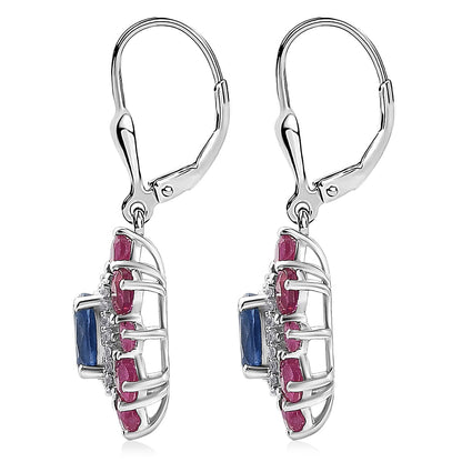 Gemstone Earrings – Imperial Bloom Design in Rhodium Sterling Silver