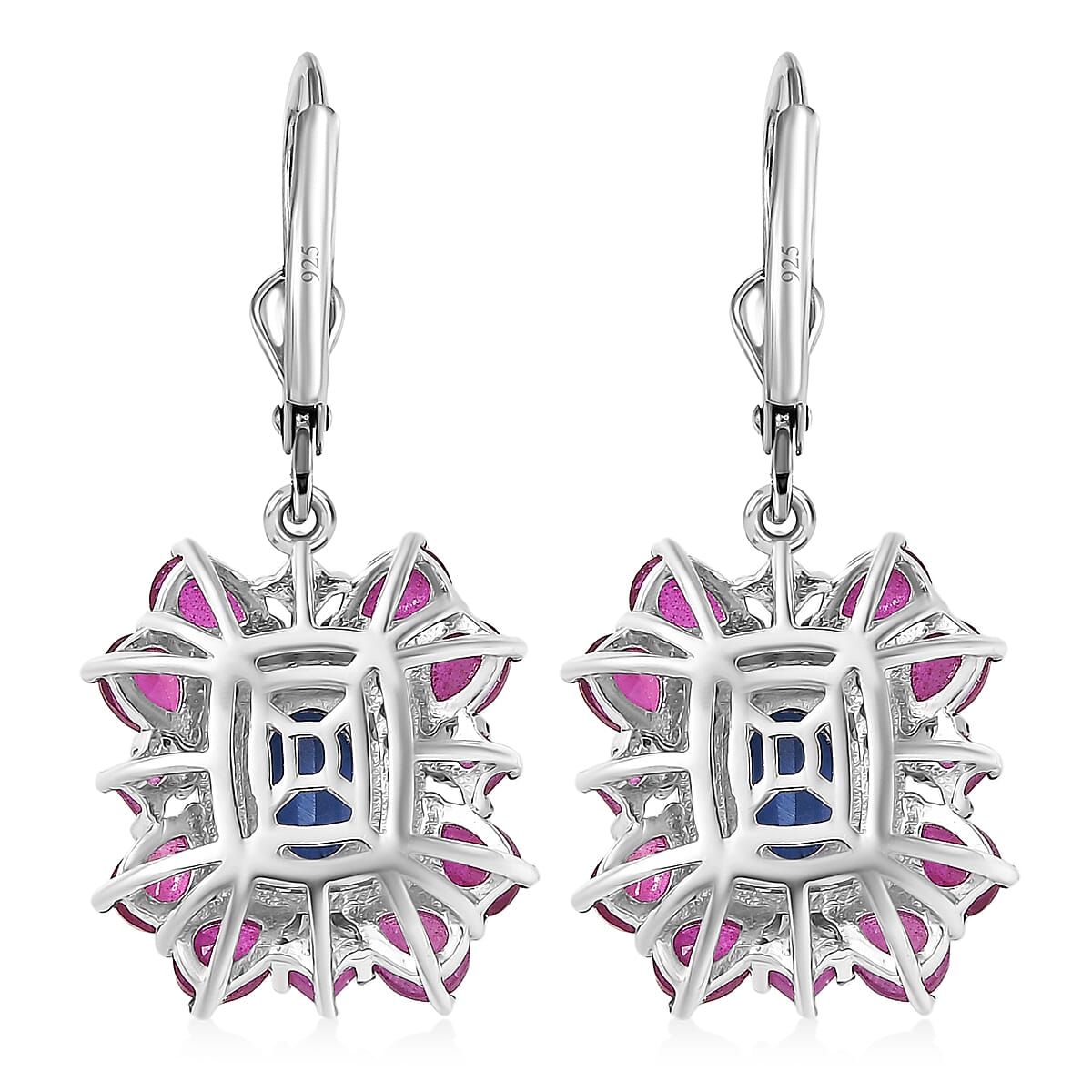 Gemstone Earrings – Imperial Bloom Design in Rhodium Sterling Silver