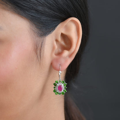 Gemstone Earrings – Imperial Bloom Design in Rhodium Sterling Silver