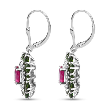 Gemstone Earrings – Imperial Bloom Design in Rhodium Sterling Silver