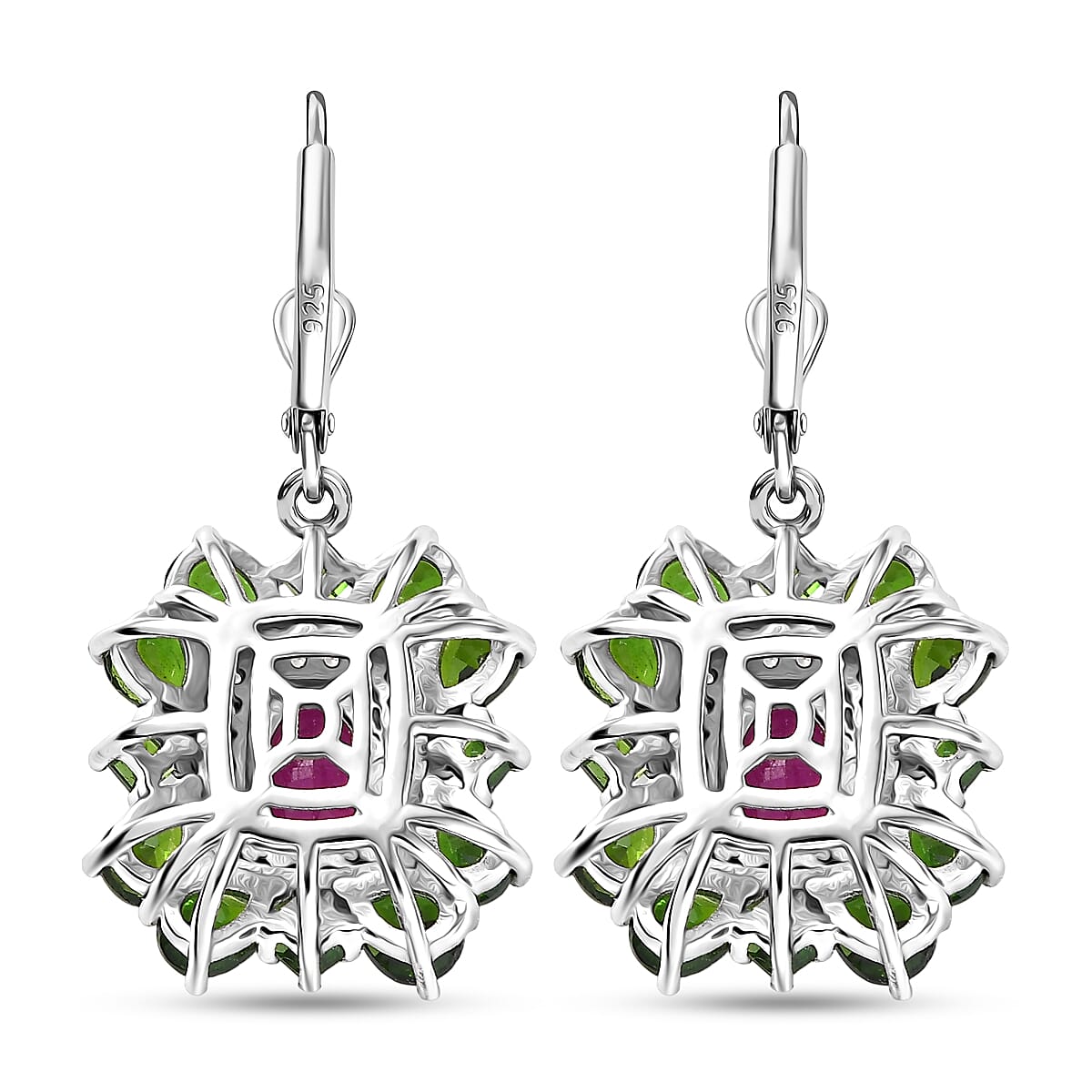 Gemstone Earrings – Imperial Bloom Design in Rhodium Sterling Silver