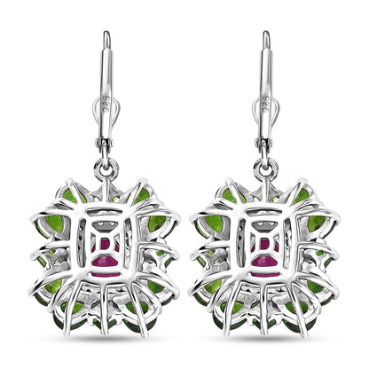 Gemstone Earrings – Imperial Bloom Design in Rhodium Sterling Silver