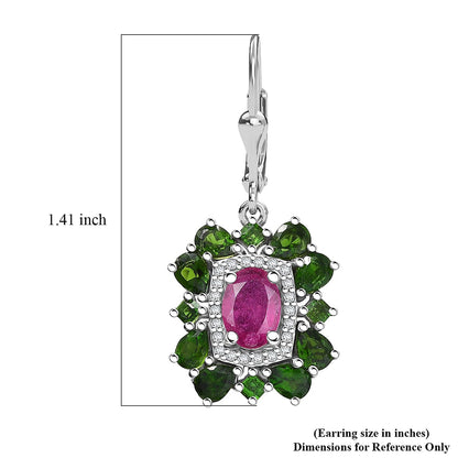 Gemstone Earrings – Imperial Bloom Design in Rhodium Sterling Silver