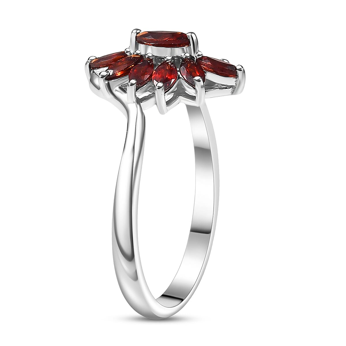 Mozambique Garnet Ring – A Touch of Passion and Elegance in Rhodium-Plated Silver