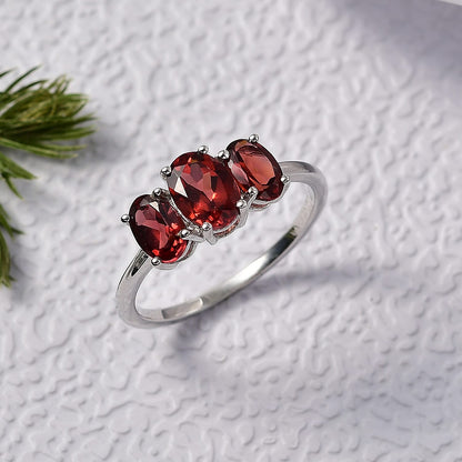 Mozambique Garnet Ring – Align Your Energy with Rhodium-Plated Silver