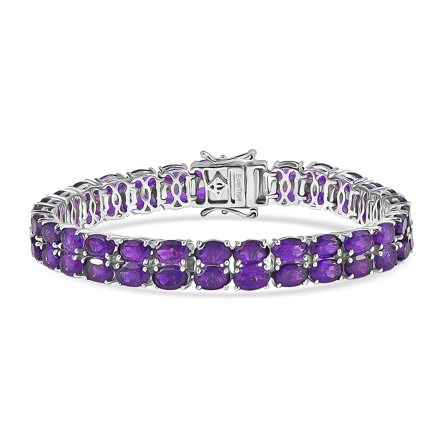 EverTrue African Amethyst Two-Row Carpet Bracelet — Elegant Sparkle & Healing Energy
