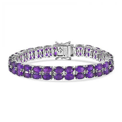 EverTrue African Amethyst Two-Row Carpet Bracelet — Elegant Sparkle & Healing Energy