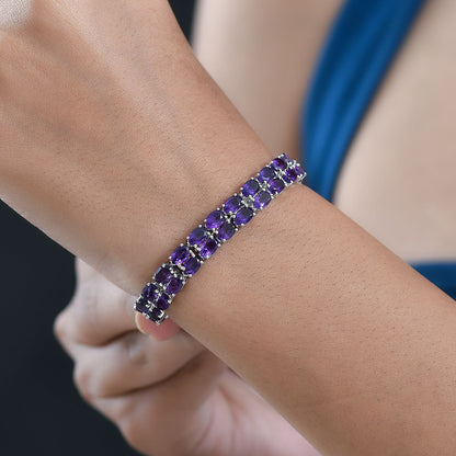 EverTrue African Amethyst Two-Row Carpet Bracelet — Elegant Sparkle & Healing Energy