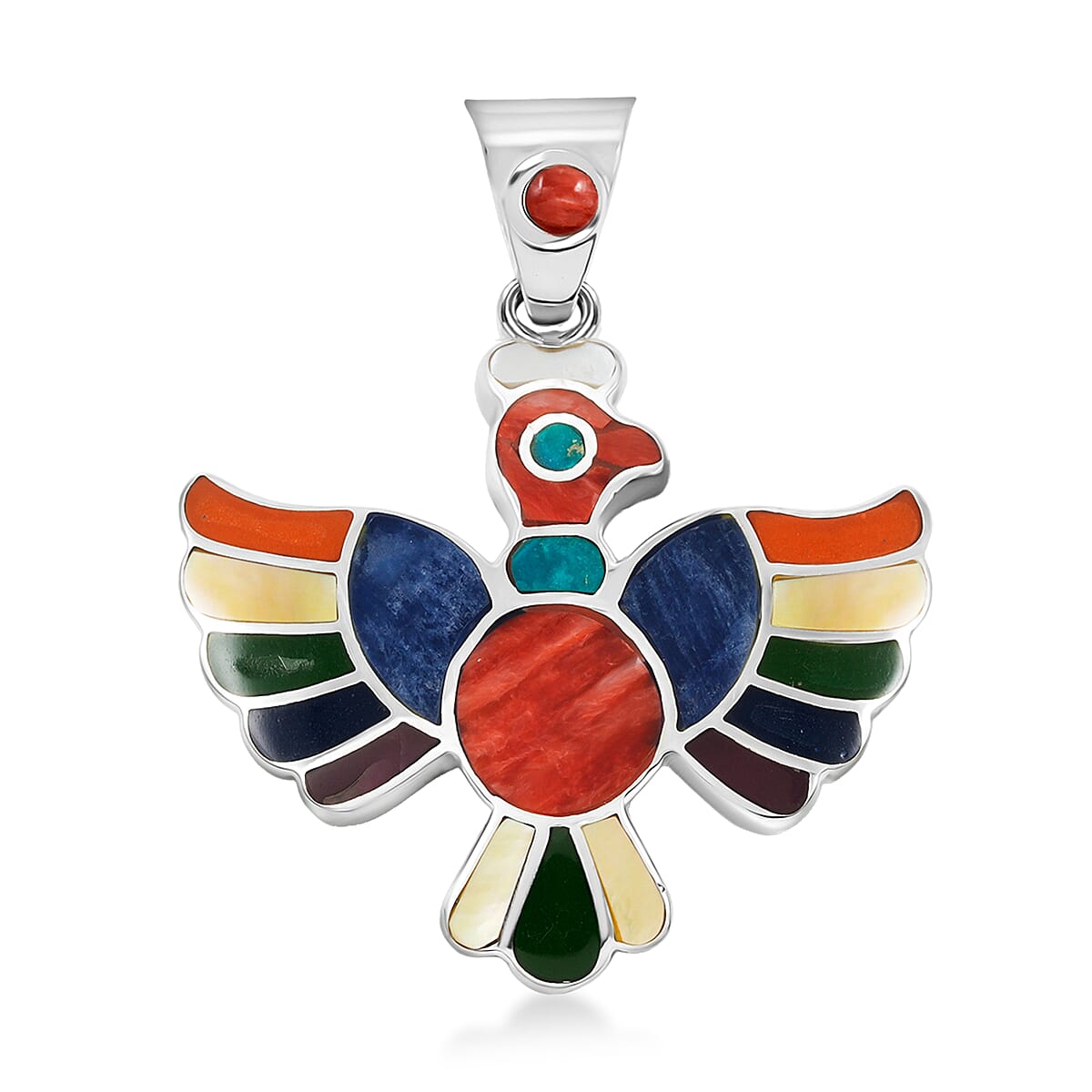 Peruvian Artistry Multi Gemstone Colca Condor Pendant — A Symbol of Freedom and Power