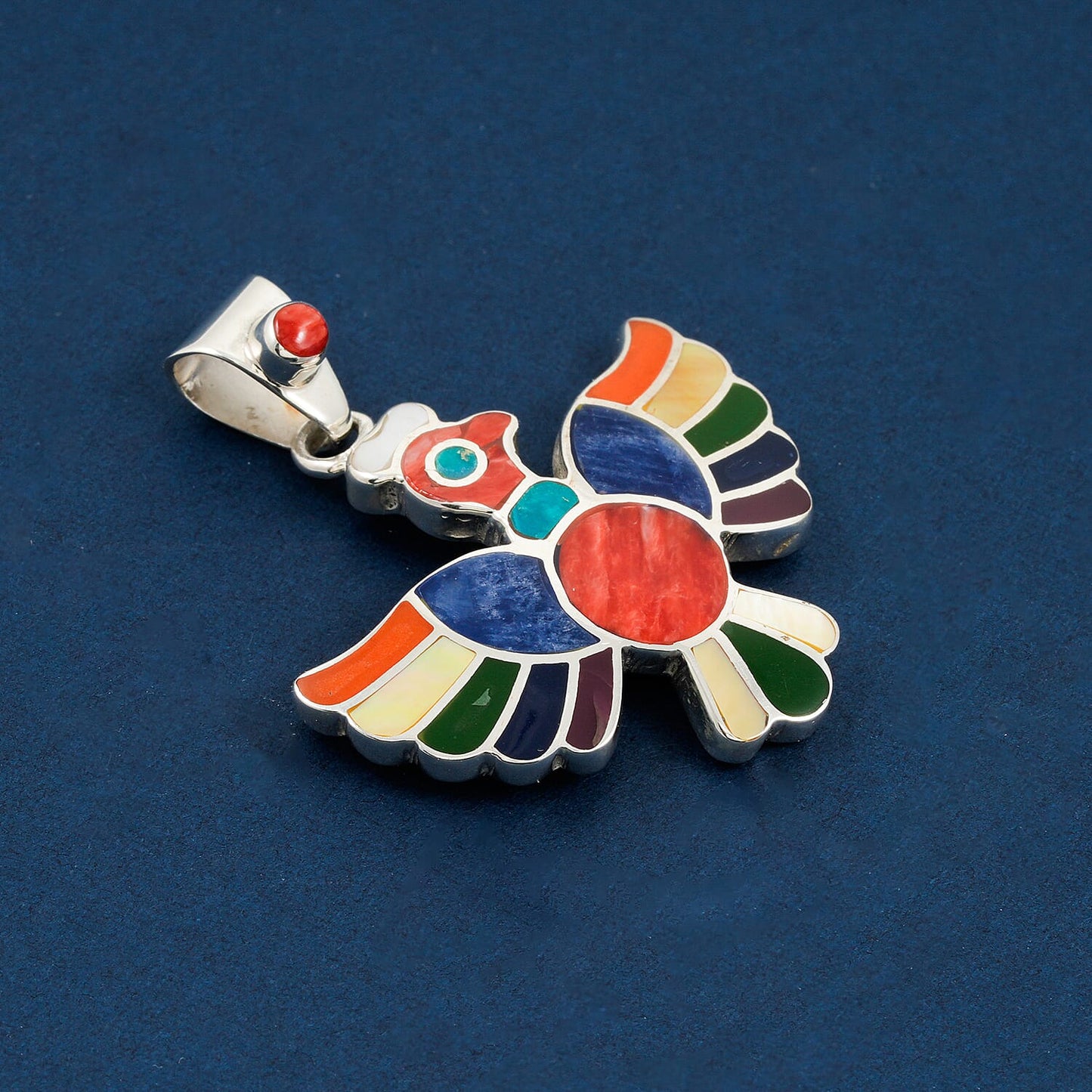 Peruvian Artistry Multi Gemstone Colca Condor Pendant — A Symbol of Freedom and Power