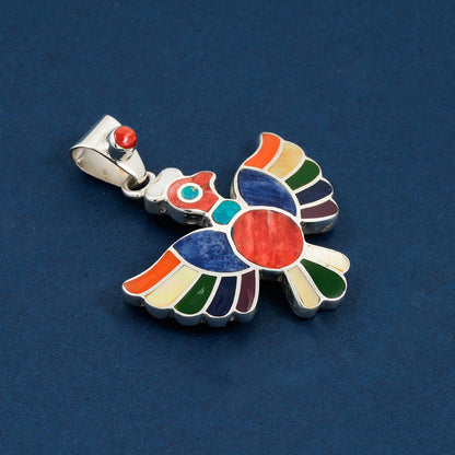 Peruvian Artistry Multi Gemstone Colca Condor Pendant — A Symbol of Freedom and Power