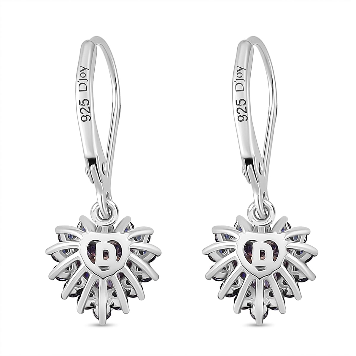 Moissanite & Sapphire Heart Dangle Earrings — Radiant Sparkle & Charm