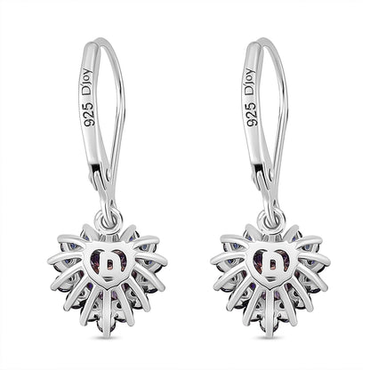 Moissanite & Sapphire Heart Dangle Earrings — Radiant Sparkle & Charm