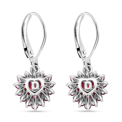 Moissanite & Pink Sapphire Heart Dangle Earrings – Romantic Sparkle & Captivating Brilliance