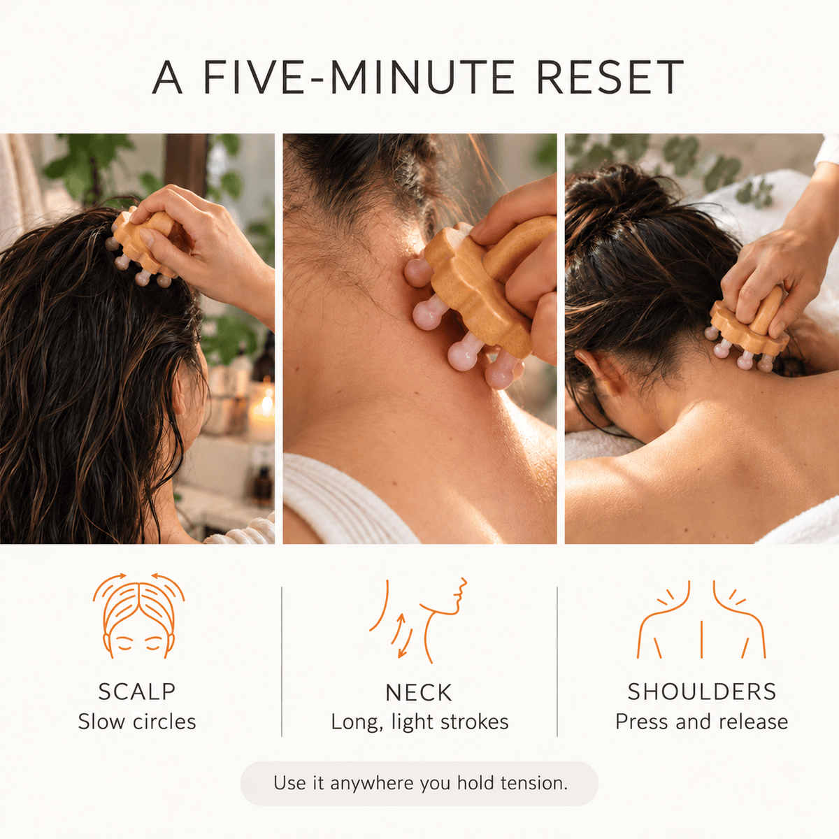 Rose Quartz Scalp Massager – Self-Care Relaxation Tool