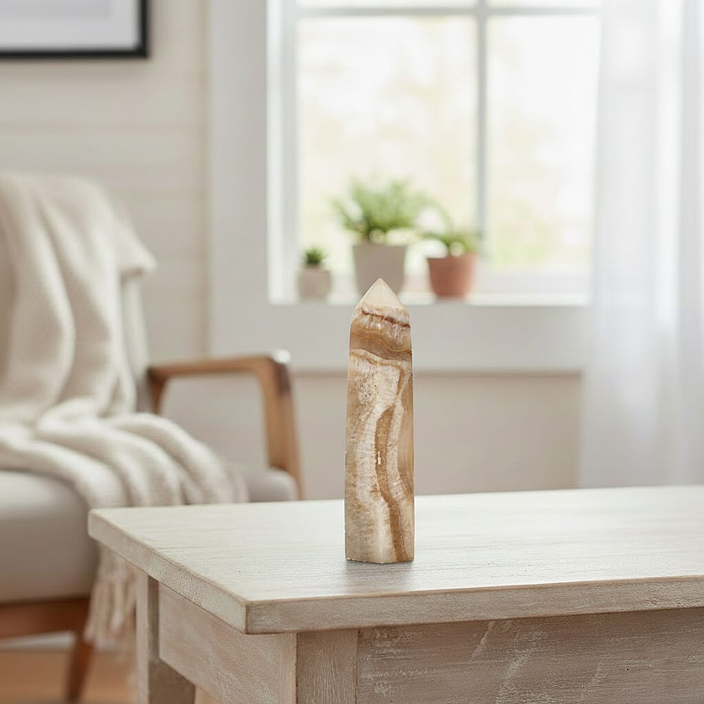 Calcite Brown Prism Tower – Grounded Energy and Focused Intention