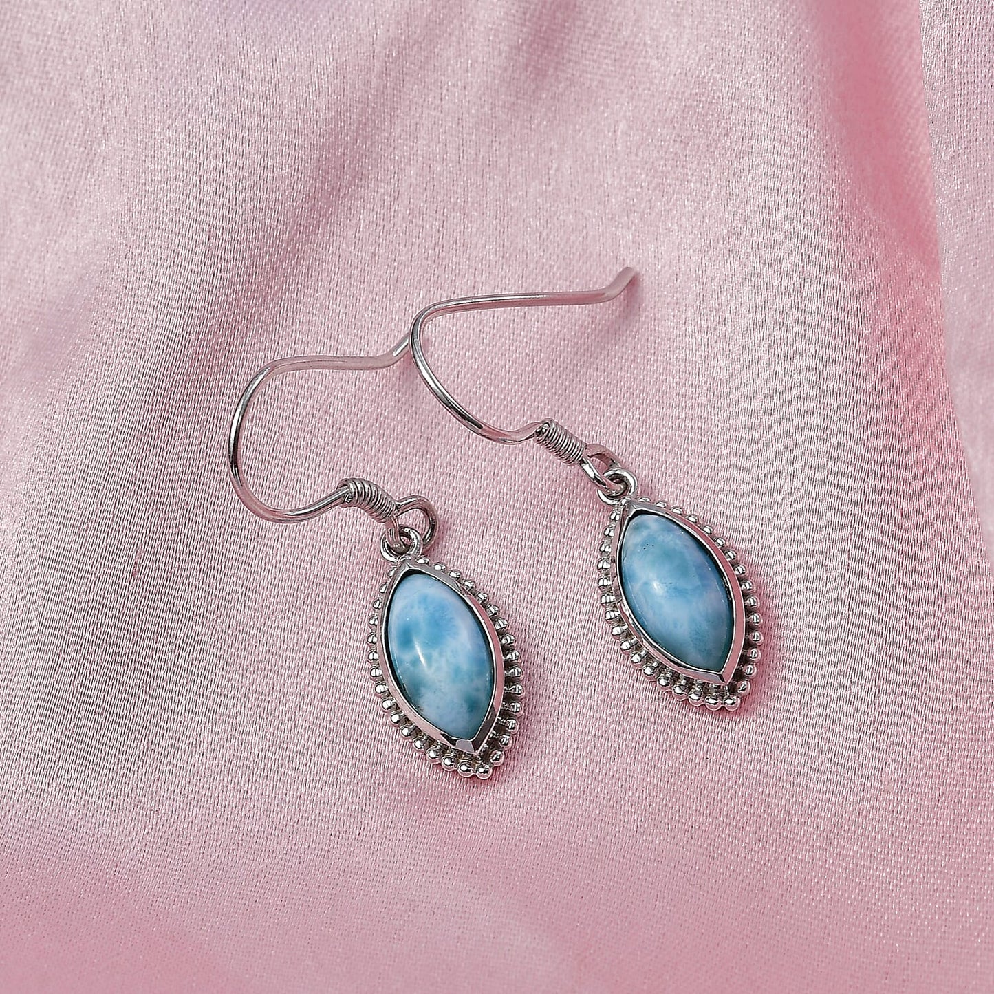 AAA Larimar Marquise Drop Earrings in Silver