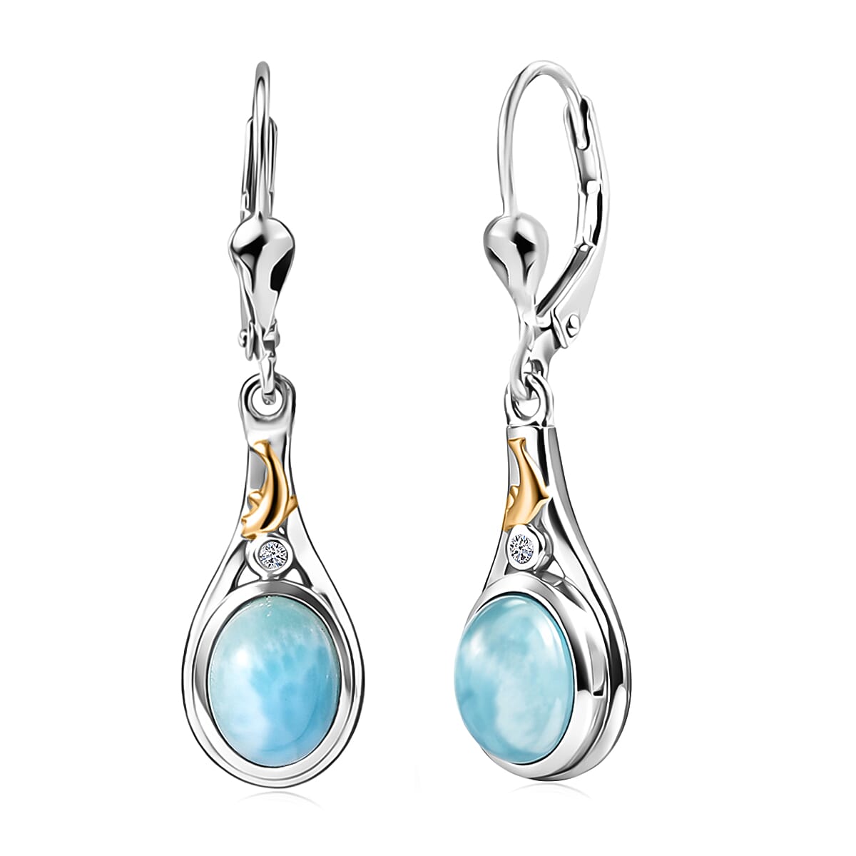 AAA Larimar & Diamond Ocean Joy Drop Earrings