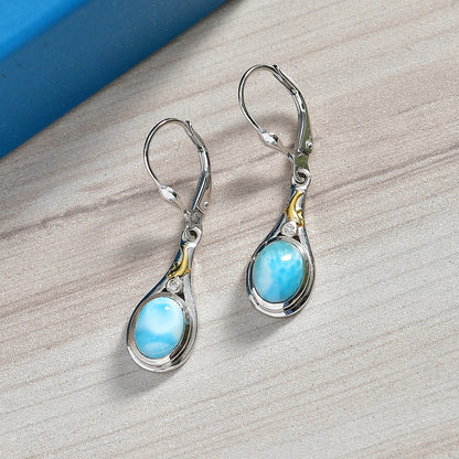 AAA Larimar & Diamond Ocean Joy Drop Earrings