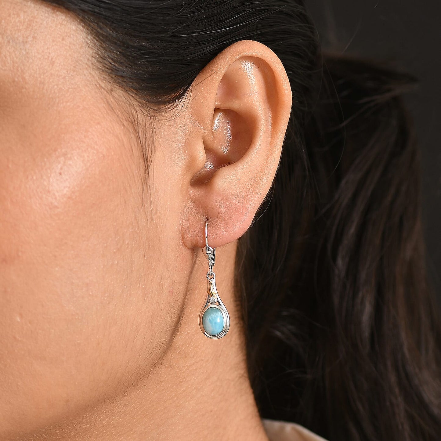 AAA Larimar & Diamond Ocean Joy Drop Earrings
