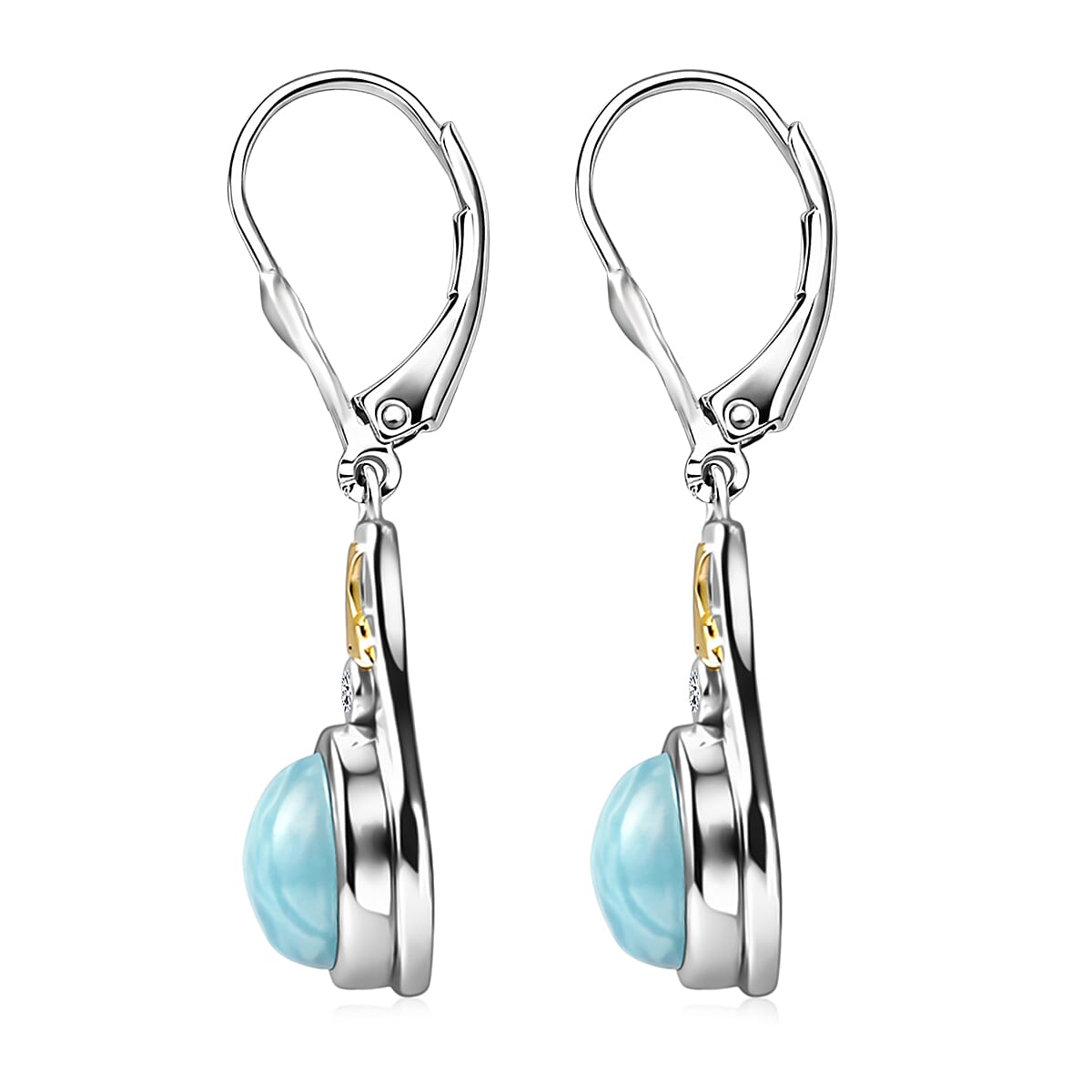 AAA Larimar & Diamond Ocean Joy Drop Earrings