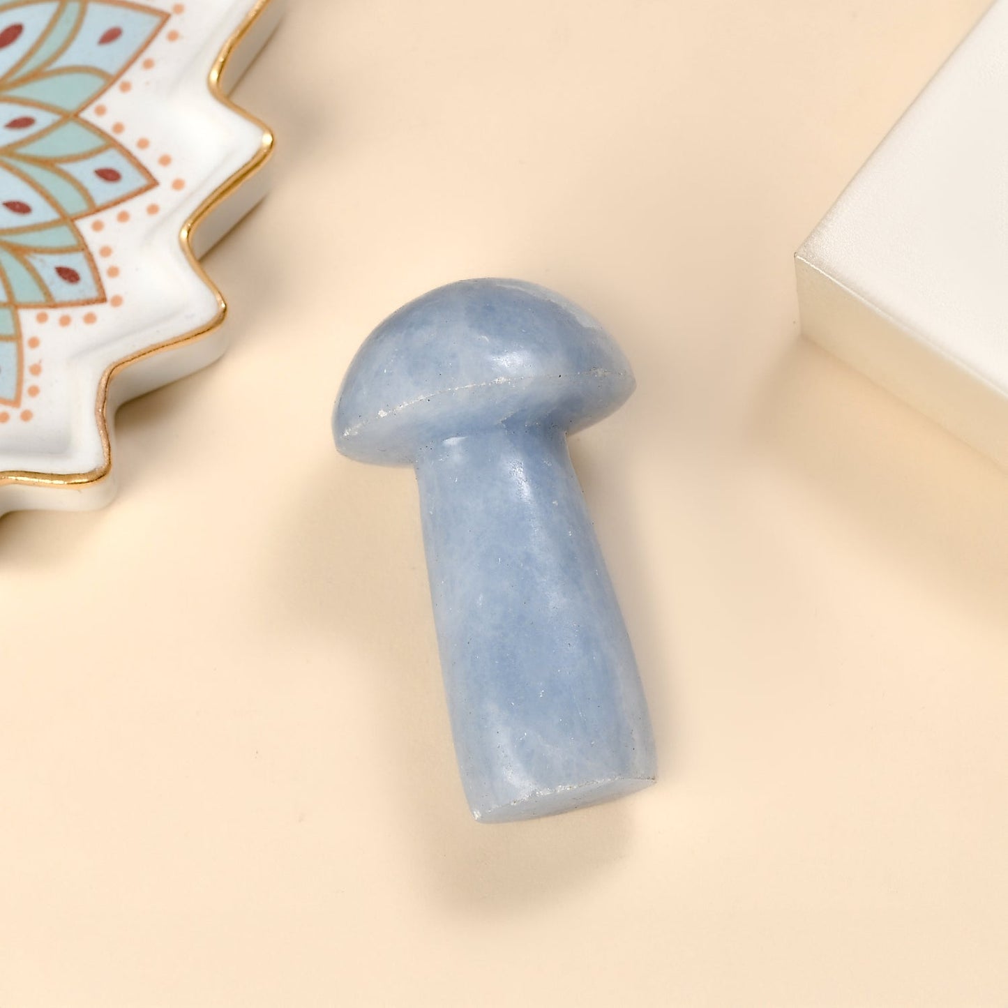 Blue Calcite Mushroom — Soothing Energy for Calm and Clarity