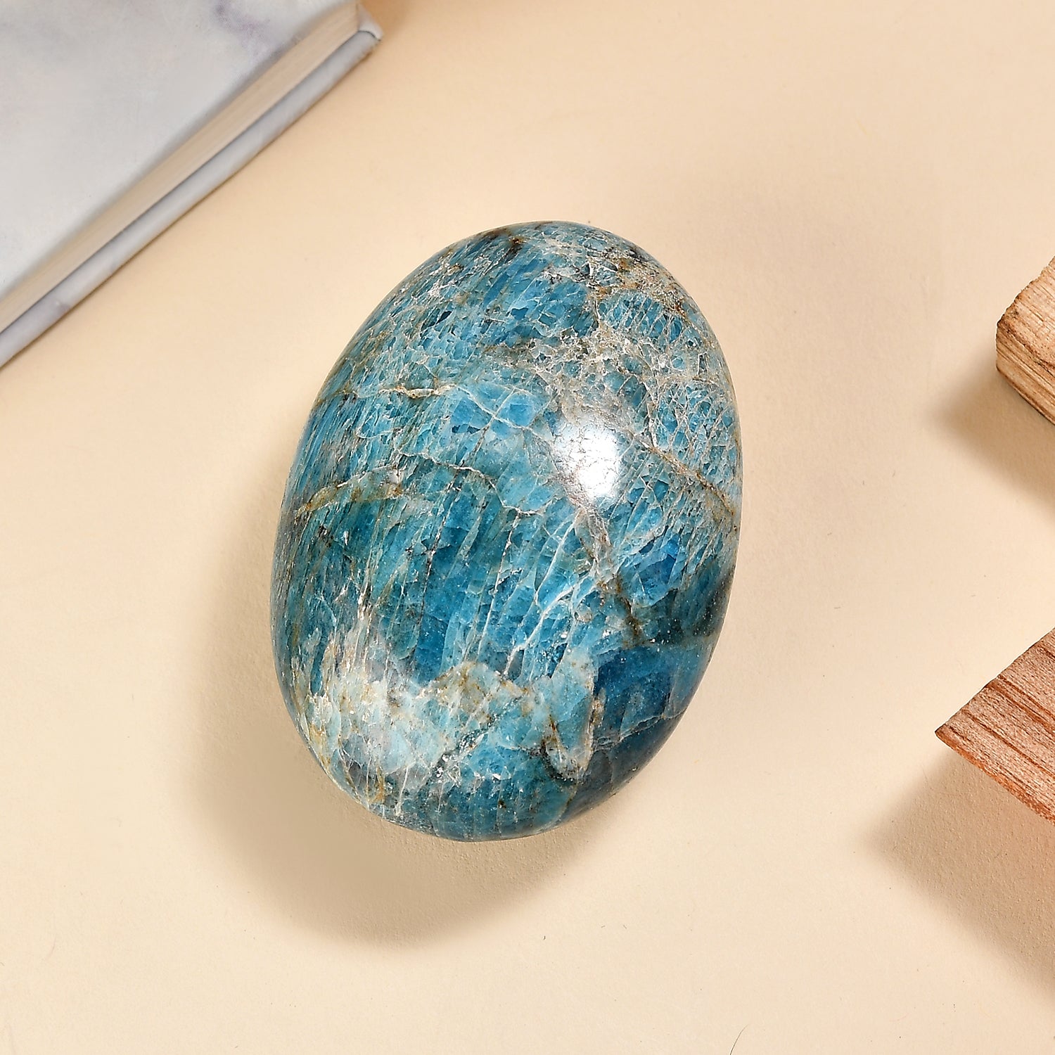 Blue Apatite Palm — Stone of Inspired Vision