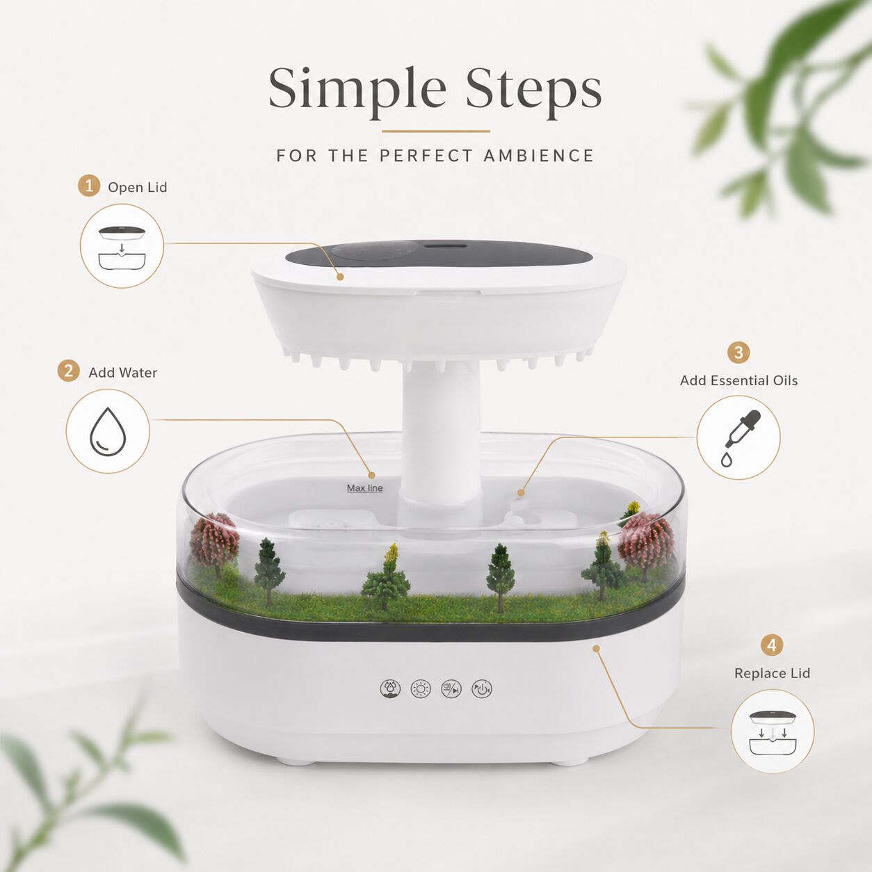 Raindrop Essential Oil Diffuser — 7 Colors + Sound