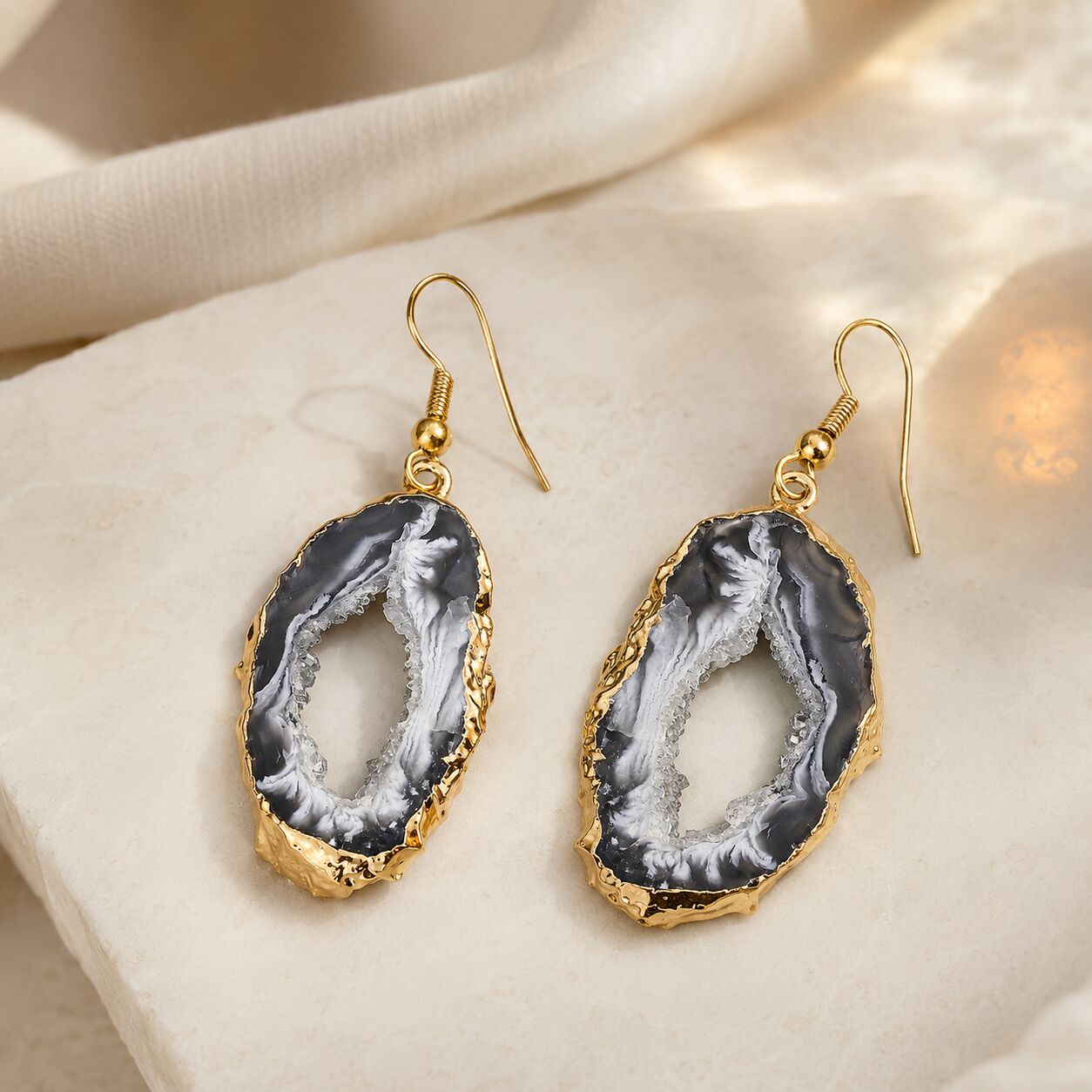 Geode Slice Earrings – Nature's Hidden Sparkle