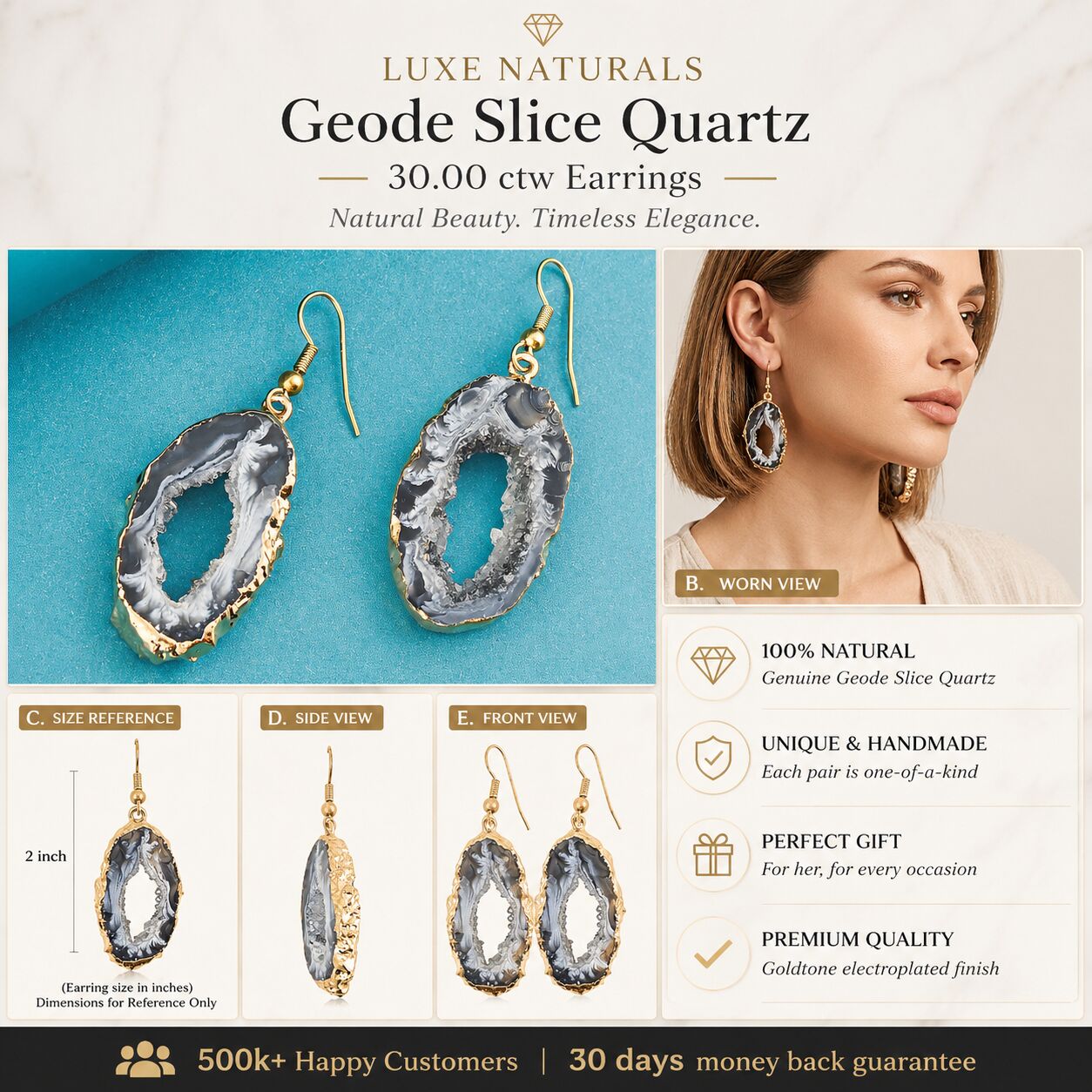 Geode Slice Earrings – Nature's Hidden Sparkle