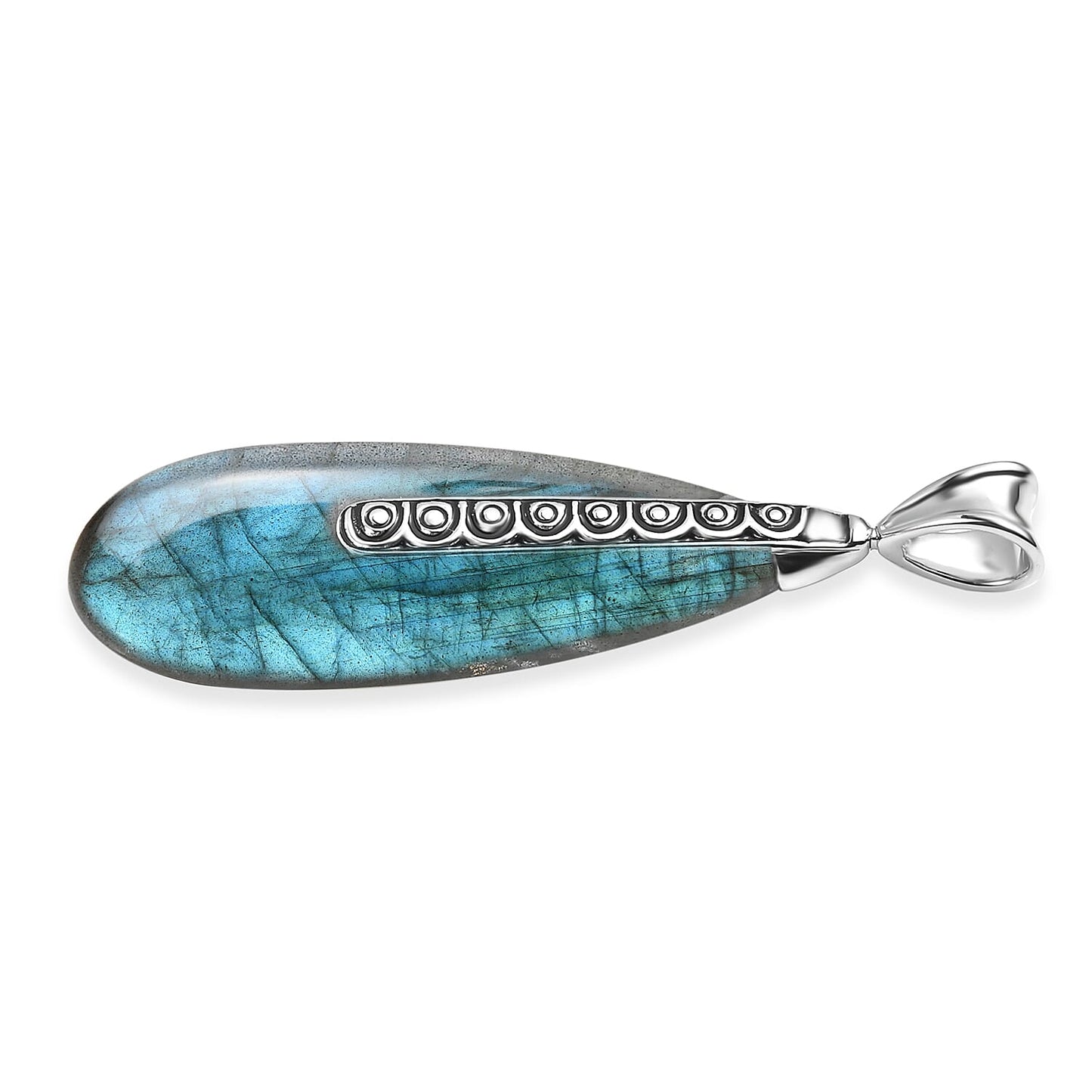 Labradorite or Lapis Lazuli Teardrop Pendant in Rhodium Over Sterling Silver