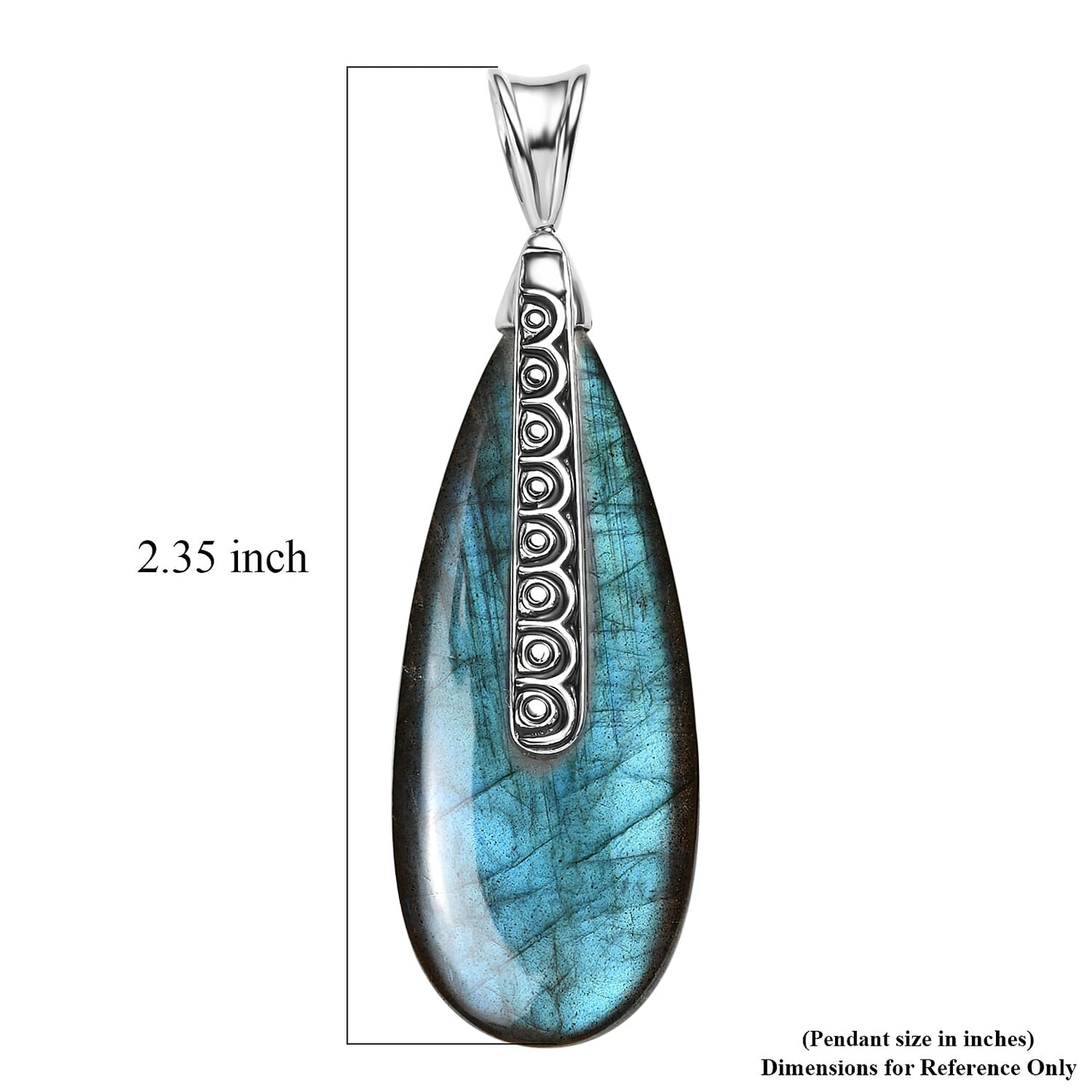 Labradorite or Lapis Lazuli Teardrop Pendant in Rhodium Over Sterling Silver