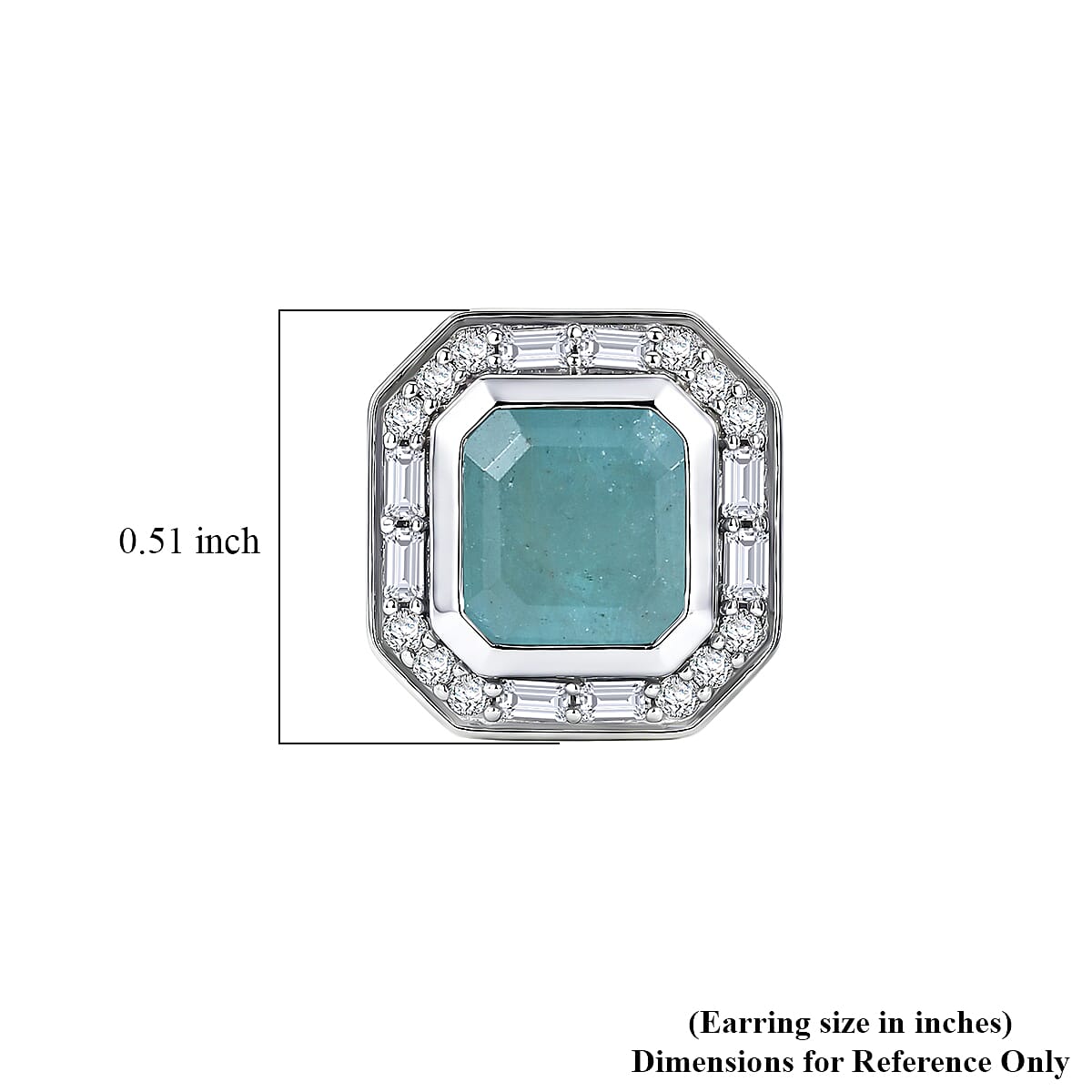 Grandidierite and Moissanite Ocean Deco Stud Earrings – Rhodium Sterling Silver