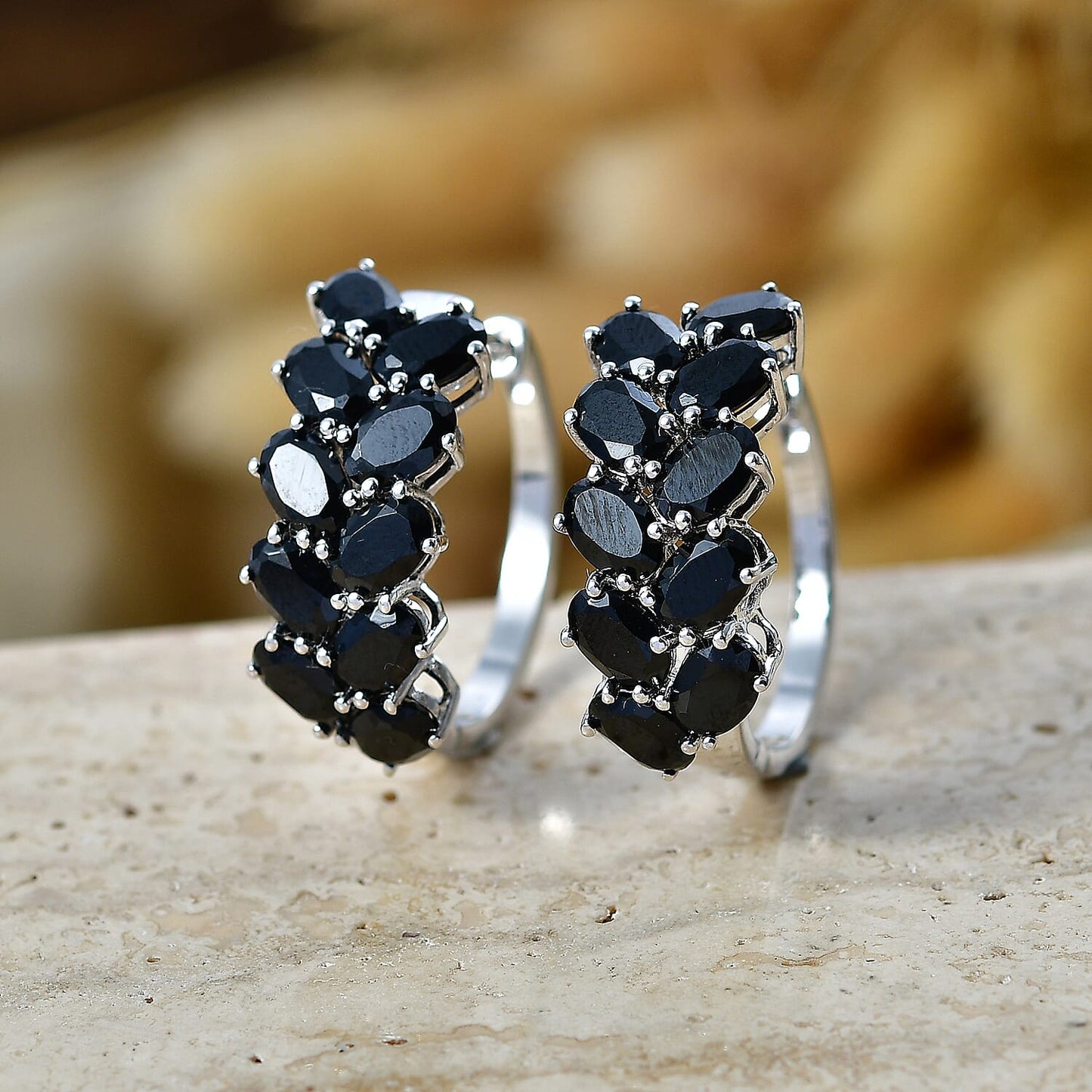 Chevron Hoop Earrings in Platinum Bond Finish